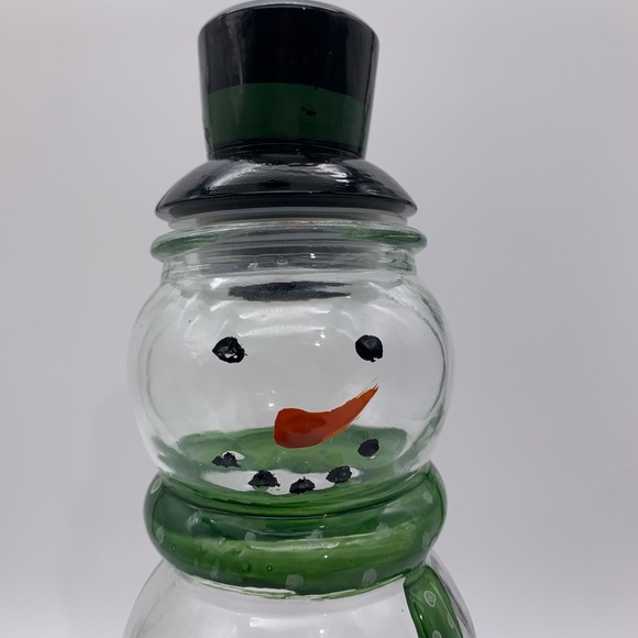 Frosty The Snowman Vtg. Christmas Painted Cocoa Glass Jug/Decanter With Top Hat - Picture 6 of 11